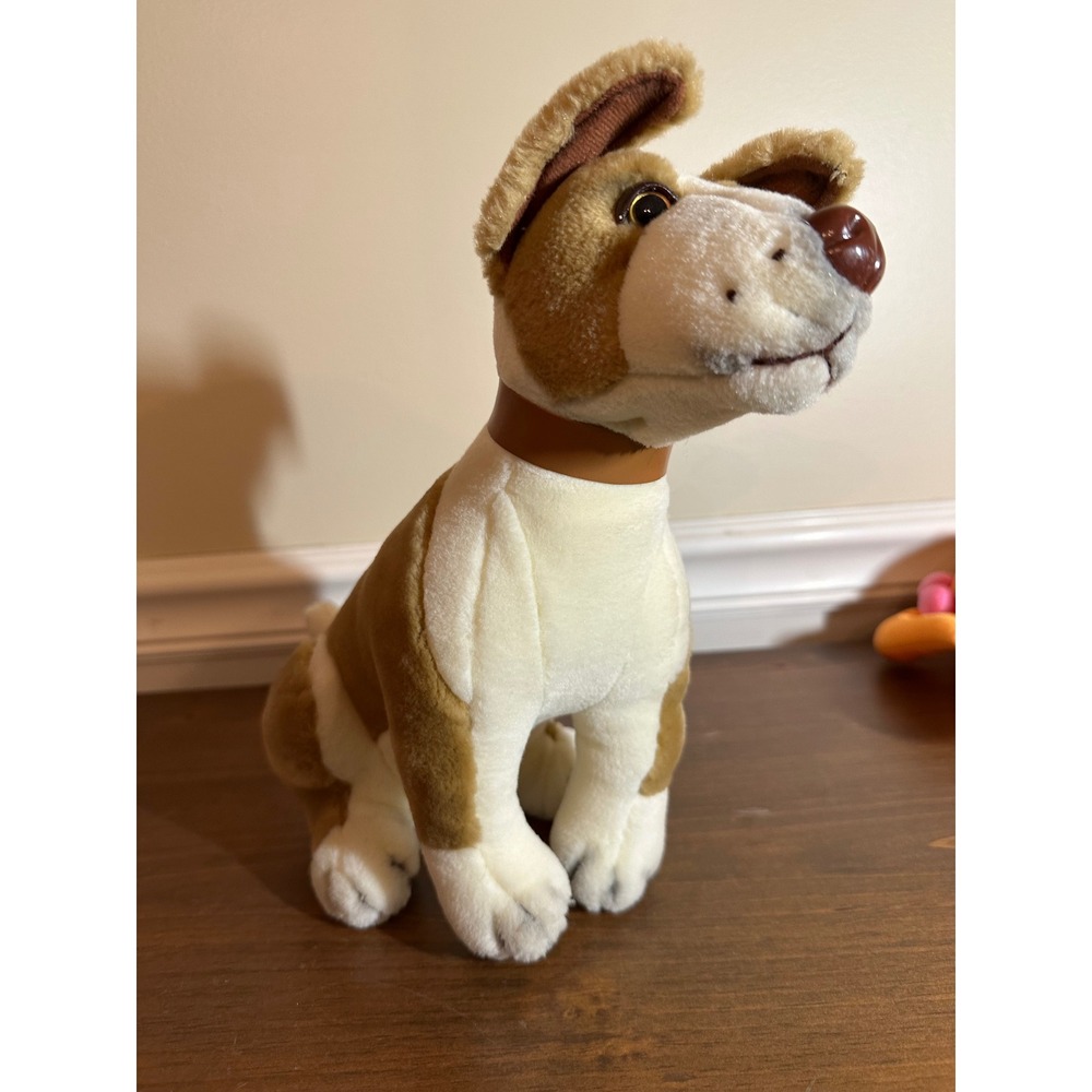 Charm Company Plush Dog Tan White Stuffed Animal Puppy Brown Collar 11 Inch